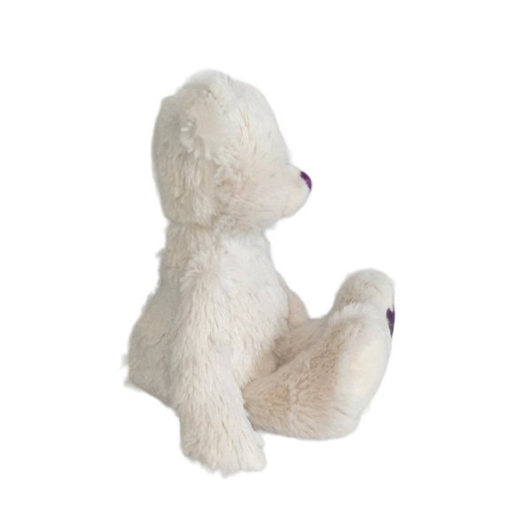2021 Demdaco February Birthstone Beige Bear Purple Heart Plush BeanBag Toy 8.5" - Picture 5 of 6